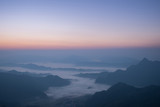 Fototapeta Do pokoju - beautiful mist on the hill during sunrise