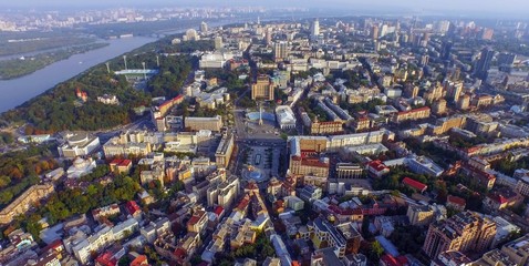 Wall Mural - aerial ciew on city center in kiev