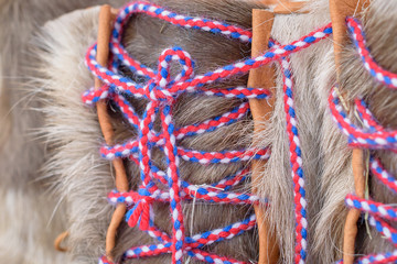 Traditional sami handmade footwear from reindeer fur