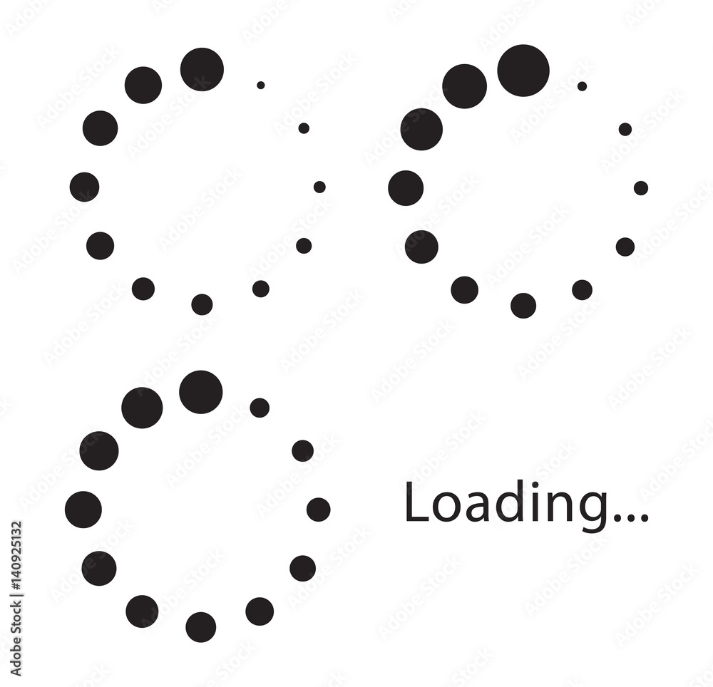 Circular loading sign, black isolated on white background, vector ...