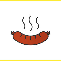 Wall Mural - Steaming sausage color icon