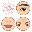 Young woman facial wrinkles troubles for anti wrinkle process cream vector illustration