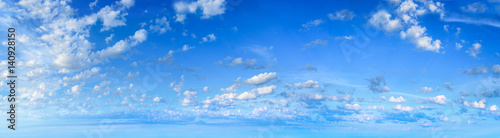 Panorama of the blue sky with clouds