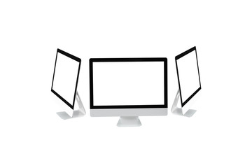 Poster - Modern computer laptop isolate with clipping mask on white background for mockup ,3D illustration