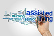 Assisted living word cloud concept on grey background