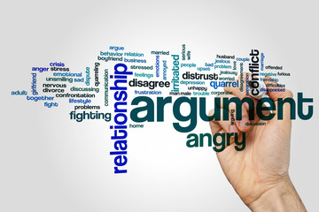 Wall Mural - Argument word cloud concept on grey background