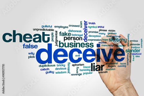 Fotografia, Obraz Deceive word cloud concept on grey background