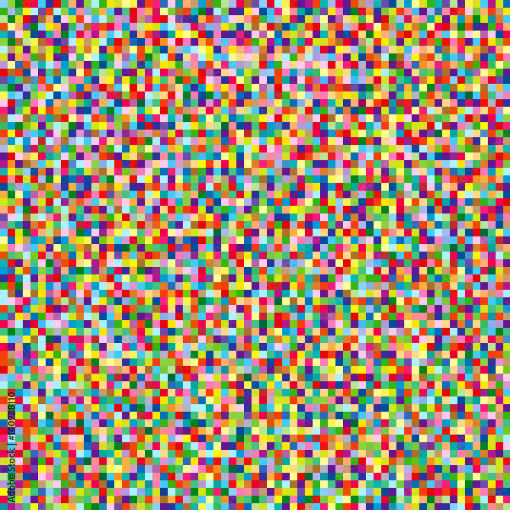 Abstract colored pixels. Vector background. Many small squares. Noise ...
