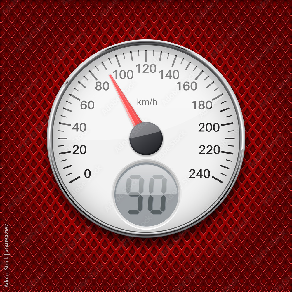 Speedometer. Round gauge with chrome frame Stock Vector | Adobe Stock