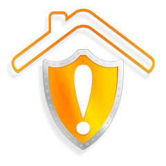 Sticker - attention sur maison bouclier orange