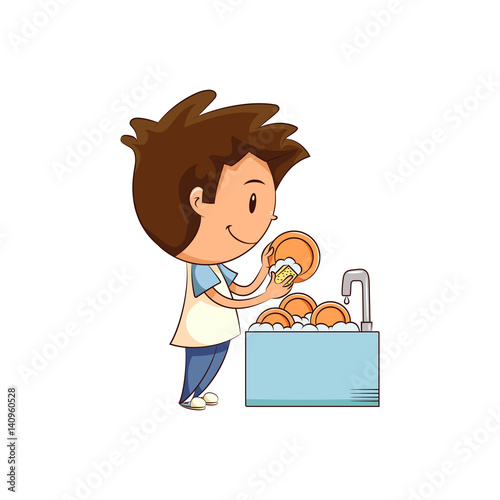 Child washing dishes - Buy this stock vector and explore ... (500 x 500 Pixel)