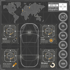 Poster - Futuristic user interface. HUD UI. Abstract virtual graphic touch user interface. Cars infographic. Vector science abstract.  Vector illustration.