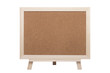 Blank cork board with picture frame stand isolated on white background.( With clipping path.)