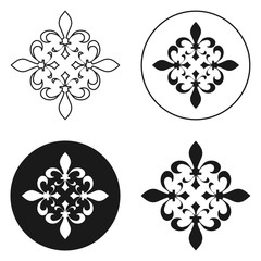 collection of fleur de lis symbols, black silhouettes - heraldic symbols. vector illustration. medie