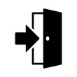 Open door / entrance with arrow or logout flat vector icon for apps and websites