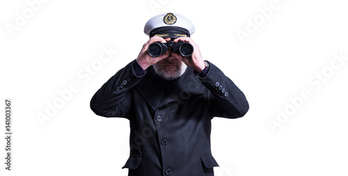 Cuadros en Lienzo Kapitän, Chef mit Weitblick und Fernglas