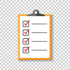 Wall Mural - To do list icon. Checklist, task list vector illustration in flat style. Reminder concept icon on isolated background.