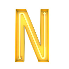 Wall Mural - Neon style light letter N. Glowing neon Capital letter. 3D rendering