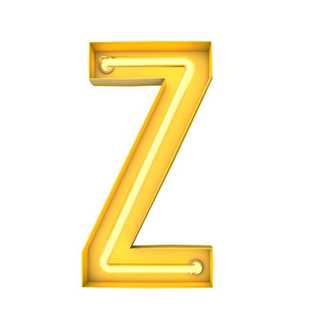 Neon style light letter Z. Glowing neon Capital letter. 3D rendering