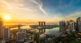 Landscape of Singapore city in morning light sunrise