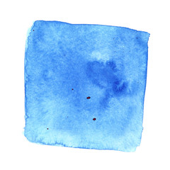 Wall Mural - blue wry watercolor square with stains