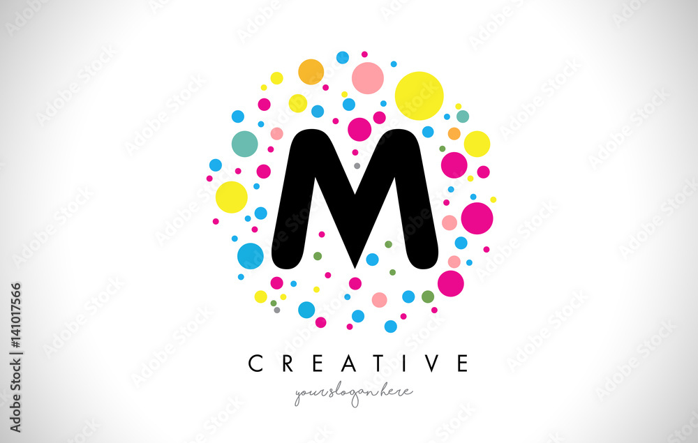 M Bubble Dots Letter Logo Design with Creative Colorful Bubbles. Stock ...