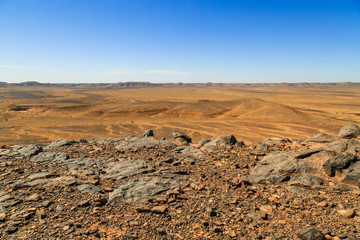 Beautiful Moroccan Mountain landscape in desert with blue sky