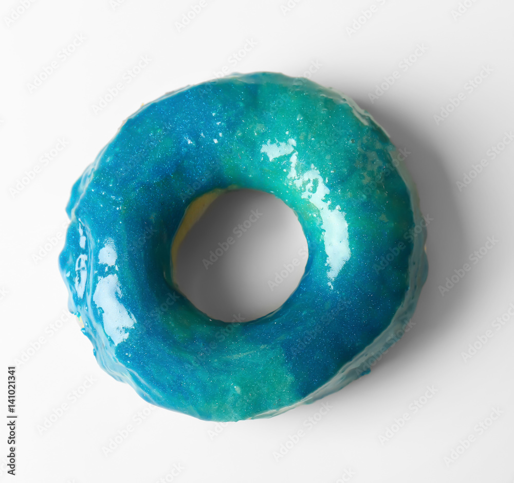 Glazed donut on white background