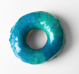 Wall Mural - Glazed donut on white background