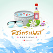 Songkran festival sign of Thailand design water background, vector illustration