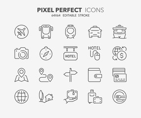 travel and tourism thin line icons 1