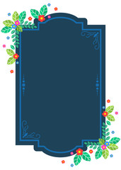 Wall Mural - Wedding card template with decorative frame and flowers