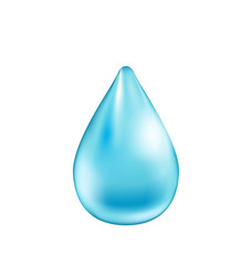 Wall Mural - Blue Shiny Water Drop Isolated on White Background