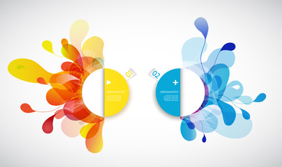 Wall Mural - set of abstract colored flower background with circles.