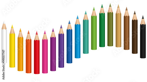 Plakat na zamówienie Crayons - colored pencil wave - seamless extensible in both directions - isolated vector illustration on white background.