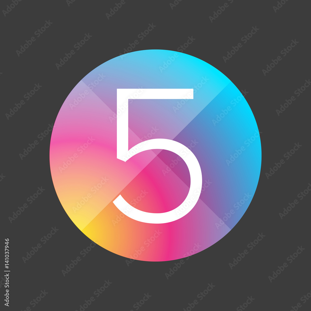 Number 5 Button Number five colorful button Stock Vector | Adobe Stock