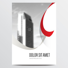 Wall Mural - Brochure, flyer, poster, magazine, annual report cover design template with red wave. Vector illustration.