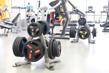 Wall Mural - Weights in a fitness hall