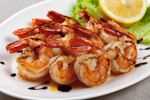 Grilled Shrimps On A Plate