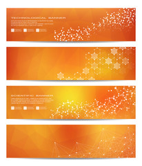 Wall Mural - set of modern scientific banners. molecule structure dna and neurons. abstract background. medicine,
