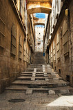 Fototapeta Na drzwi - Old city street, stairs, stone stairway and arch. Jerusalem, Israel