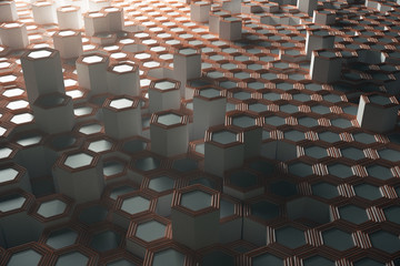 Poster - Silver honeycomb background