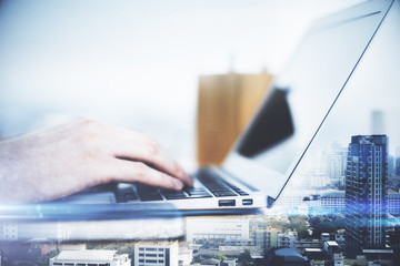 Poster - Male using laptop