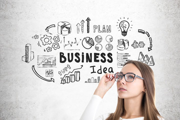 Woman in glasses and business idea