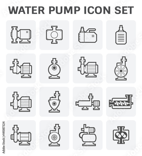 Cuadros en Lienzo Vector icon of electric water pump and steel pipe for water distribution isolated on white background