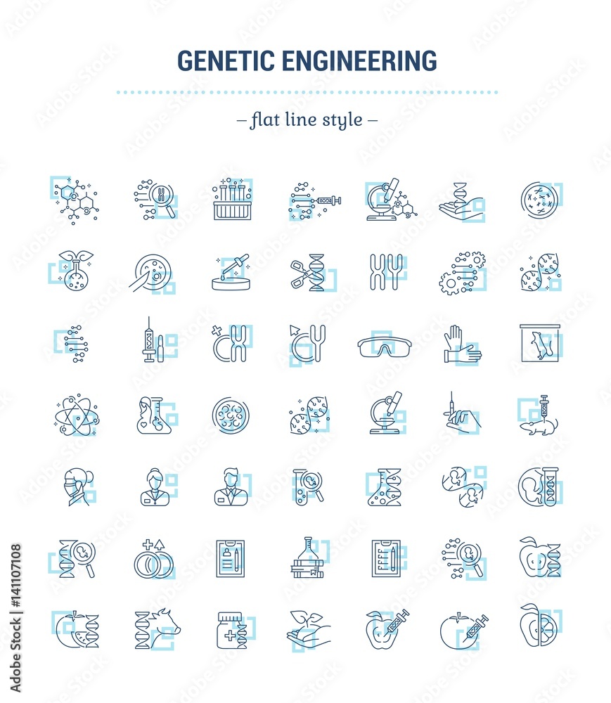 Vector graphic set. Icons in flat, contour, thin, minimal and linear ...