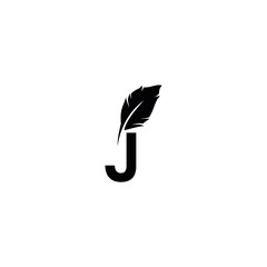 J letter with quill stock logo design