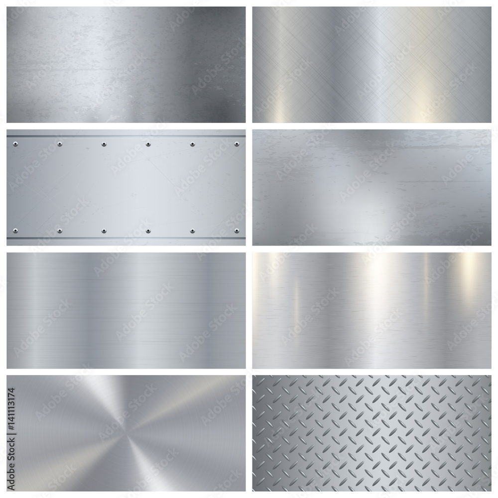 Metal Texture Realistic 3D Samples Collection  - obrazy, fototapety, plakaty 