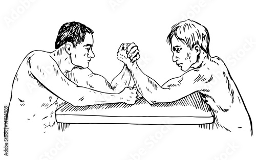 The Men At The Table Are Measured Force Arm Wrestling Hand Drawn Doodle Sketch In Pop Art Style Vector Illustration Stock Vector Adobe Stock Want to discover art related to armwrestling? the men at the table are measured force