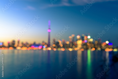 Fotografia Toronto city skyline at night blur background, Ontario, Toronto